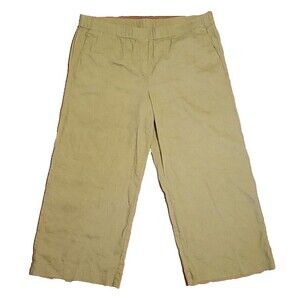 J Jill Pants Women Large Brown Wide Leg Linen Blend Lagenlook  Cropped       T33